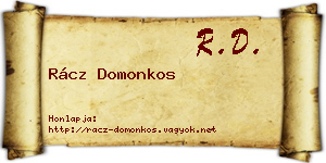 Rácz Domonkos névjegykártya