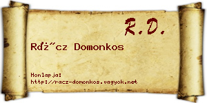 Rácz Domonkos névjegykártya